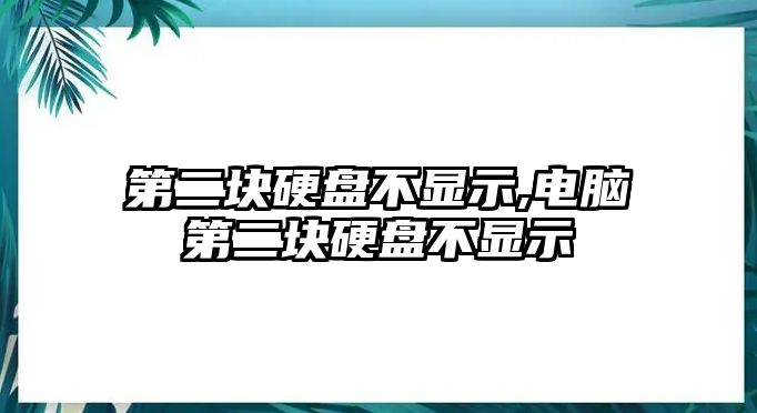 第二塊硬盤不顯示,電腦第二塊硬盤不顯示