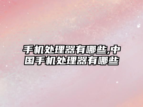 手機(jī)處理器有哪些,中國(guó)手機(jī)處理器有哪些